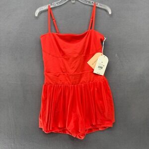Blogilates Womens Barre Romper Spicy Orange Activewear Skort Pockets Medium NWT